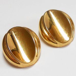 Christian Dior Gold Tone Button Style Clip Earring